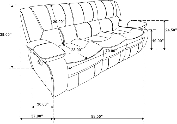 Coaster Home Furnishings - Camila - Fabric - Upholstered Motion Reclining Sofa with Wall-Hugger Design Padded Armrests and Plump Cushions - Living Room - 30-Inch - Red - 610241