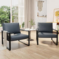 Recaceik Modern Accent Chair Set of 2 Arm Chairs Faux PU Leather Single Large Upholstered Sofa ChairErgonomic Lounge Living Room Chair for Bedroom Waiting Room Office Apartment Small SpaceGrey