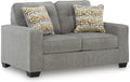 Signature Design by Ashley Fanciful Classic Loveseat with Tufted Cushion and Removable Cushion Light Gray