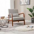 GORELAX Mid Century Modern Accent Chair Upholstered Lounge Armchair with Wood Frame &amp Lumbar Pillow Comfy Reading Chair for Living Room Bedroom Office (1 Grey)