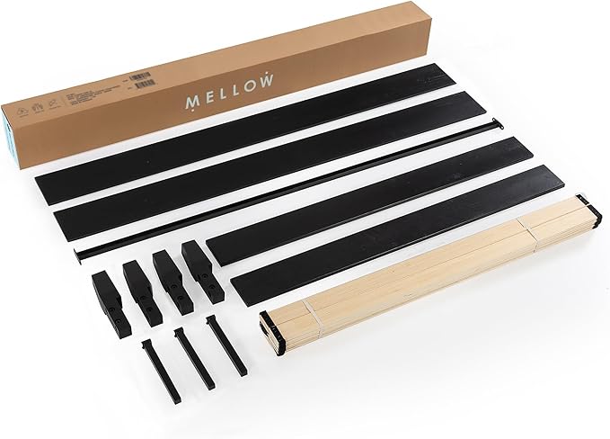 Mellow Naturalista Grand 12 Inch Solid Wood Platform Bed with Wooden Slats Easy Assembly Queen Black