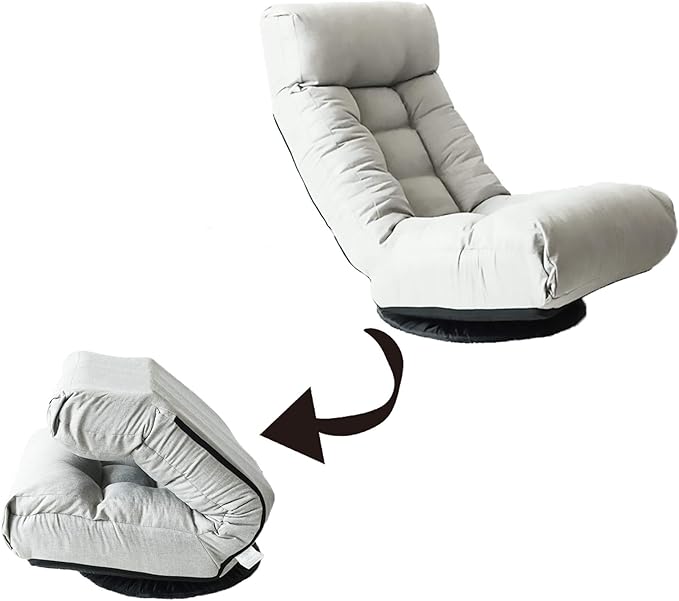 3-Position Adjustable Floor Chair for Living Room Bedroom Gray