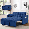 3 In 1 Velvet Convertible Sofa Bed Pull Out Couch Bed with Reclining Backrest And 2 Pillows 54 Full Size Loveseat Sleeper Sofa Futon Couch Beds Couches For Small Spaces Living Room (Dark Blue)