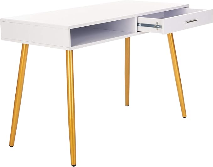 Safavieh Home Office Jorja Modern White and Gold 1-drawer Desk