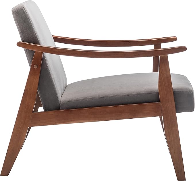 Accent Chair with Velvet Upholstery and Solid Wood Frame Classic Mid-Century Modern Living Room Furniture for Extra Seating Grey