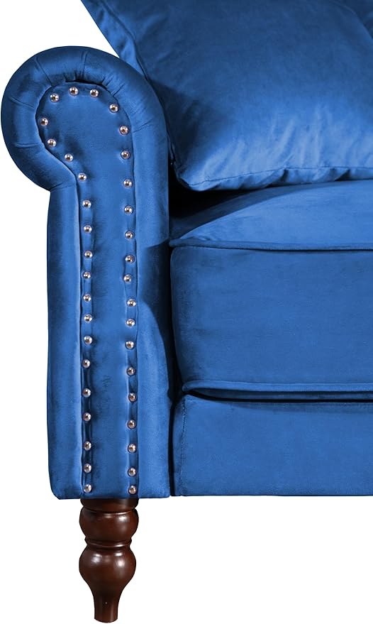 Legend Vansen 87.8 inchs Convertible Velvet Bed Sleeper Futon Sofas Blue