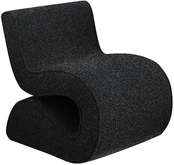 Pemberly Row Fabric Upholstered Armless Accent Chair Charcoal Bouclé Curved Design 29.5 H x 22.75 W x 29.75 D Modern Style Cozy Living Room or Bedroom Seating