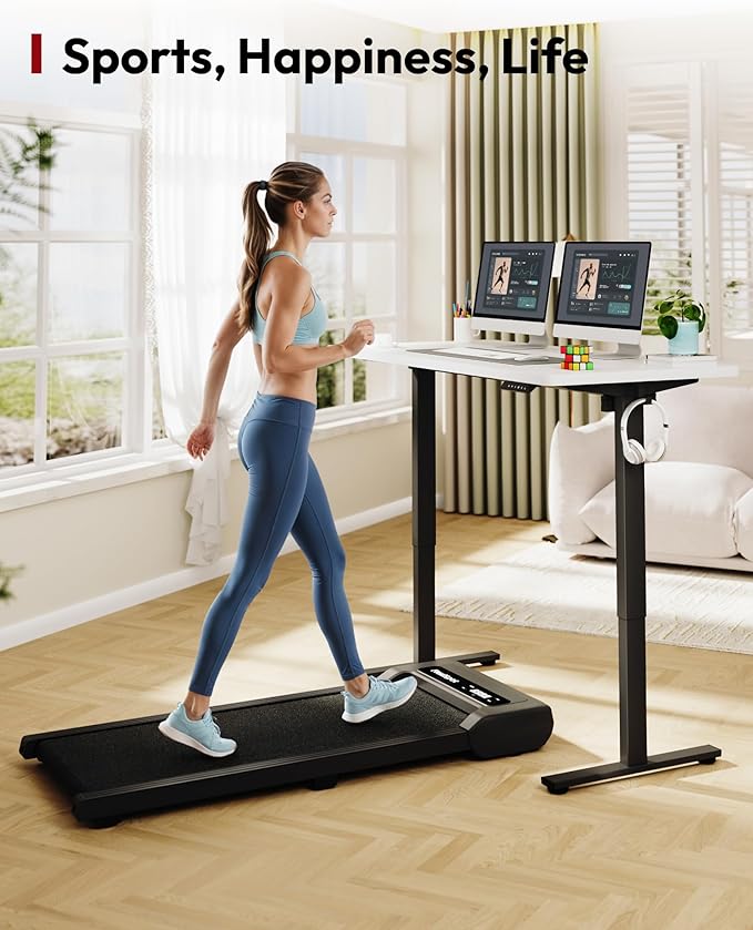 SANODESK Electric Standing Desk 55 x 28 Inches Whole-Piece Desktop Height Adjustable Stand Up Desk w/6-Button Controller Ergonomic Computer Desk for Home Office Black Frame + White Tabletop