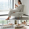 3 in 1 Upholstered Accent Chair Chenille Convertible Sofa Bed with Backrest Solid Wood Legs Convertible Couch Space Saving for Bedroom/Living Room/Home Office Easy Setup - Beige White