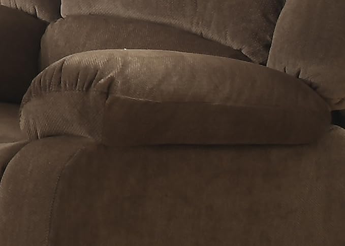 AC Pacific Bill Modern Upholstered Living Room Manual Recliner with Padded Pillow Top Armrests &amp Reclining Seat Chair Brown