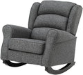 Pemberly Row Upholstered Fabric &amp Wood Rocking Chair Gray Finish 36 H x 40 W x 34 D Pocket Coil Seat Wooden Legs Rolled Arms Channel Back Living Room Seating