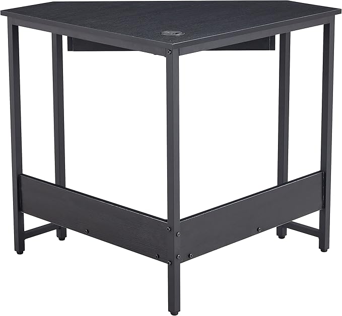 Triangle Computer DeskCorner Desk with Smooth Keyboard Tray&amp Storage ShelvesCompact Home OfficeSmall Desk with Sturdy Steel Frame As Workstation for Small SpaceBlack28.34''L 24''W 30.11''H