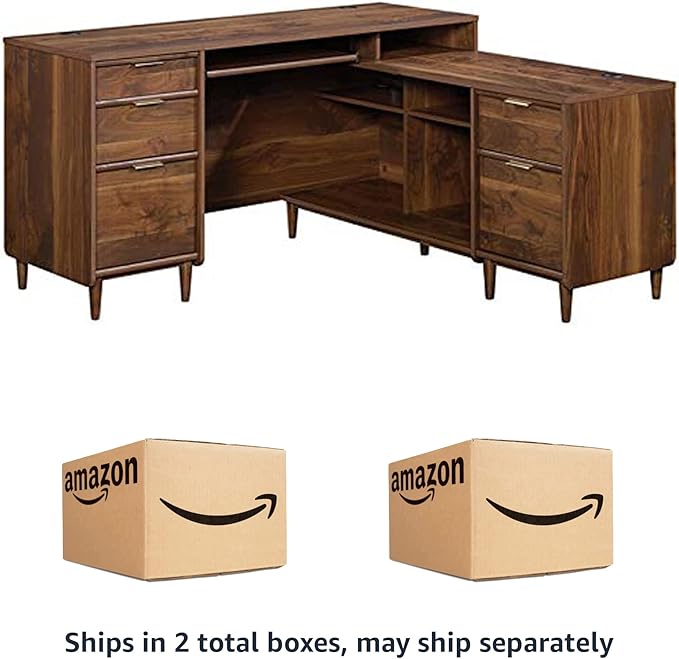 Sauder Clifford Place L-Desk L: 59.06 x W: 53.54 x H: 30.2 in Grand Walnut finish