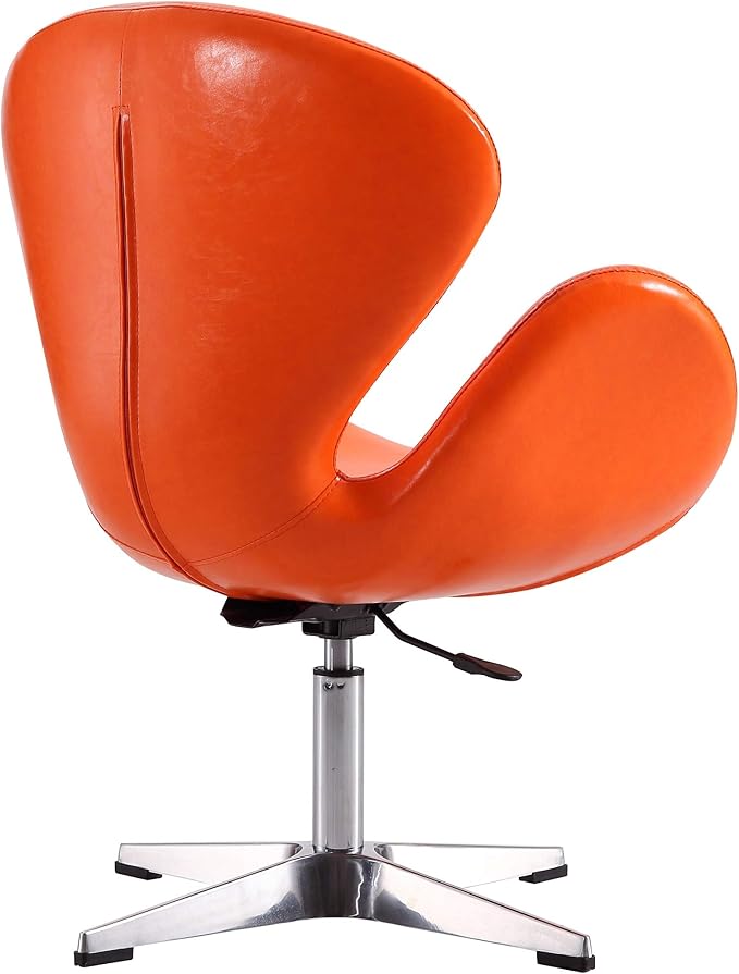 Manhattan Comfort Raspberry Adjustable Swivel Accent Chair with 360° Turn Polished Chrome Base Modern Retro Design Versatile Seat Ideal for Any Room Set of 1 Tangerine