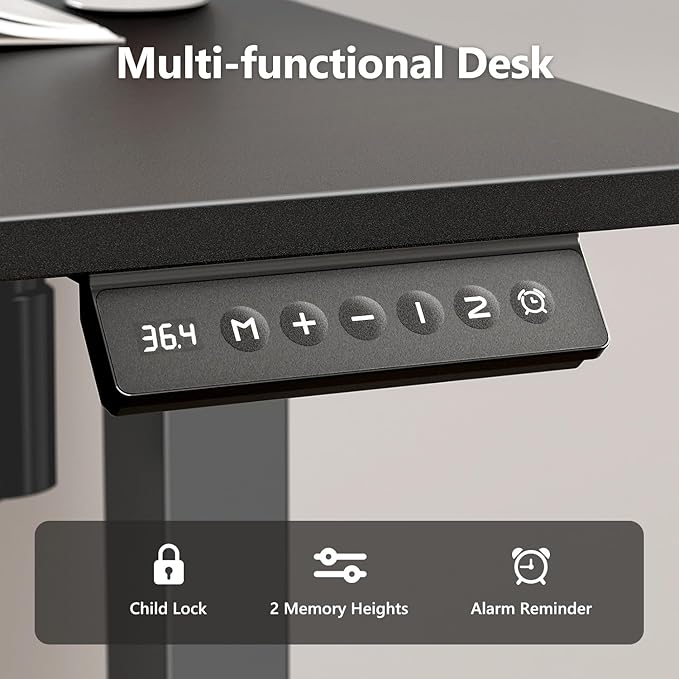 Electric Standing Desk Adjustable Height 55 x 24 Inch Large Sit Stand Desk Stand up Desk for Home Office Computer Workstation (Spliced DesktopBlack)