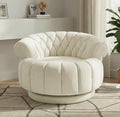 Luxury Swivel Accent Chair Oversized 31 Round Cuddle Chair with 360° Smooth Rotation Modern Channel Tufted Back Thick Padding for Living Room Bedroom Easy Assembly - Sand Beige