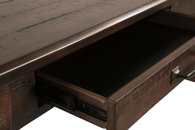 Signature Design by Ashley Baldridge Home Office Desk Rustic Industrial Desk With Drawers Wood Construction Smooth-Gliding Storage for Workspaces Ideal Office Desk for Home Offices Brown