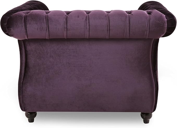Great Deal Furniture Leila Chesterfield Velvet Club Chair BlackBerry
