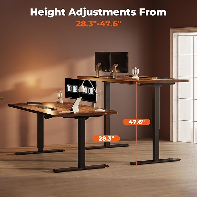 Dual Motor Standing Desk Large Stand Up Desks 79x31 Inches Electric Sit Stand Desks 4 Memory Preset Adjustable Height Computer Table for Home Office with Splice Board (Brown)