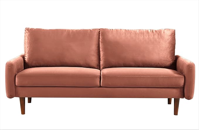 Kent Velvet Sofa for Modern Living Rooms and Compact Spaces Comfy 3 Seater Couch Studio Apartment Furniture with Sleek Design Rose