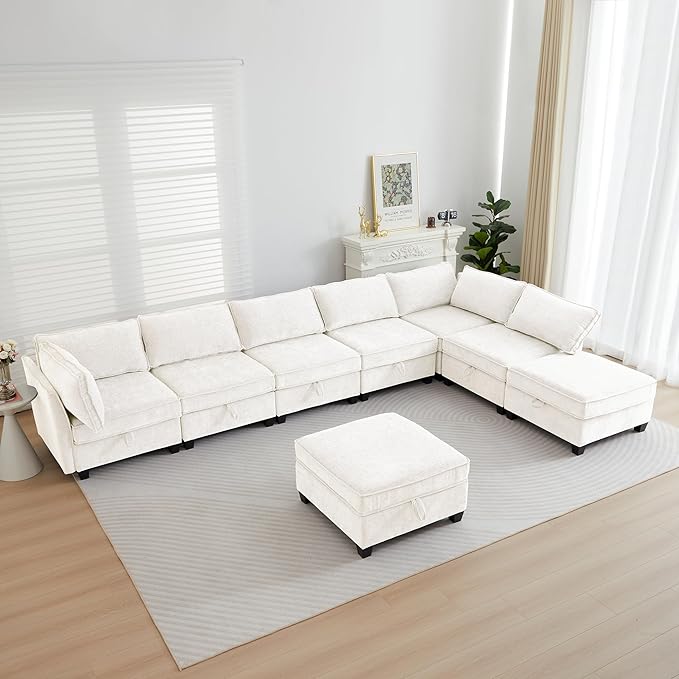 ORRD 2 Piece Modular Sectional Sofa Set Convertible Couch with Storage Sofa Modular for Living Room Office (Beige)