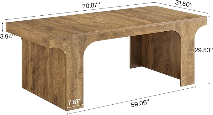 Tribesigns 70.9-Inch Executive Desk Large Wooden Computer Office Desk Modern Writing Table Business Workspace Home Office Furniture with Arched Design Rustic Wood Grain