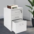 3-Drawer Metal File Cabinet Mobile File Cabinet with Lock Rolling Vertical Filing Drawers Under Desk for Home Office 11 * 16 * 18.3in (White)