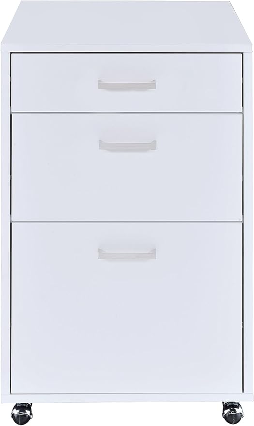 Acme Coleen Mobile File Cabinet in Glossy White