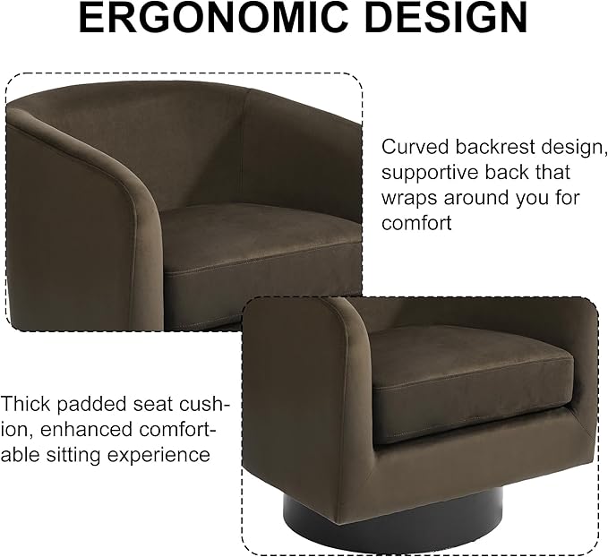Swivel Barrel Accent Chair Modern Round Chenille Fabric Arm Chair for Living Room Bedroom Comfy Club Reading Chairs for Adults（Velvet Coffee Set of 4