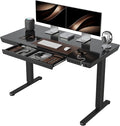 CubiCubi 48 × 24 Electric Standing Desk with Drawers Whole-Piece Glass Adjustable Height Desk One-Piece Quick Install Adjustable Sit Stand Desk Black