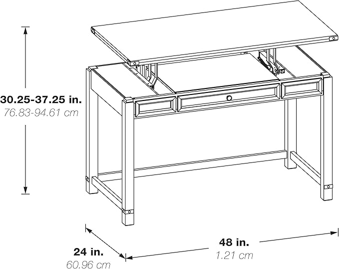 OSP Home Furnishings Baton Rouge Work Smart 48-Inch Sit-to-Stand Lift Desk Brushed Walnut Finish