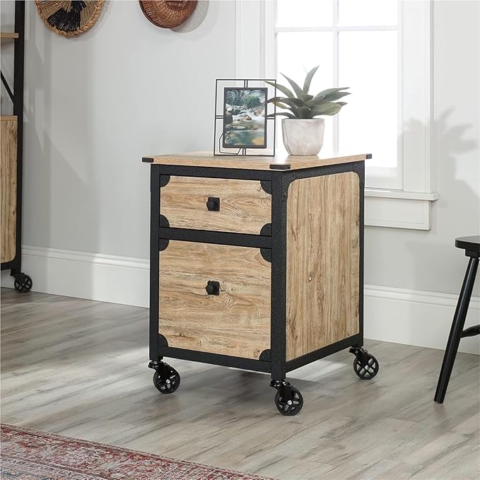 Mobile File Cabinet Pedestal File Cabinet Metal Accent Casters for Mobility Industrial Style