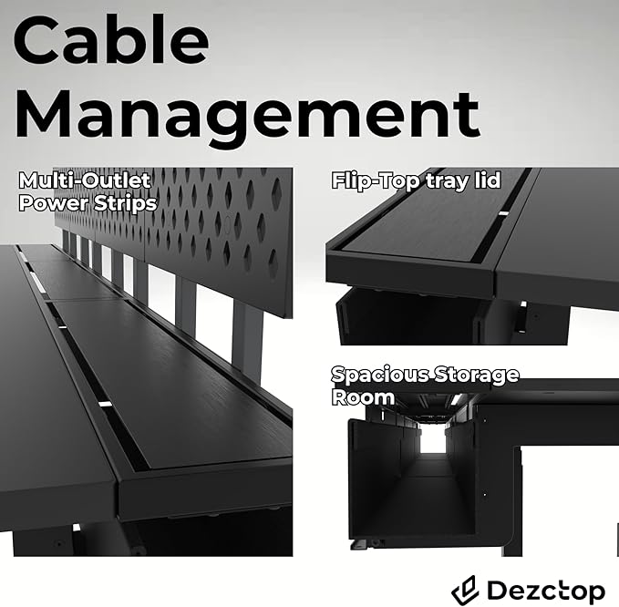 Dezctop Bifrost Pro Ergonomic Height Adjustable Desk 47 x 28 Inches with Built in Cable Management for Gaming Home and Office Black