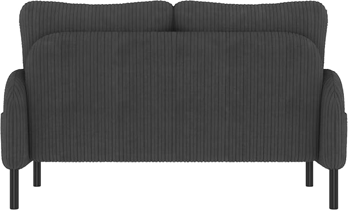 47'' Small Loveseat Sofa Comfy Corduroy Love Seat Couch for Small Spaces 2 Seater Sofa Office Couch with Solid Wood Legs for Living Room Bedroom Apartment (Gray)