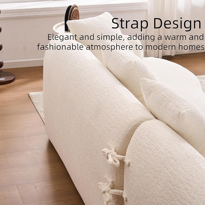 98.8 Curved Sectional Sofa with ChaiseL-Shape Sofa Lounge ChaiseBoneless Couch L Shape for Living RoomWood Grain Chenille FabricNo Installation Requirement