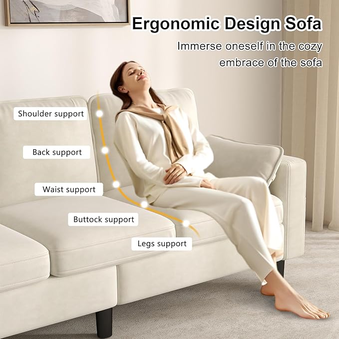 kinbor Big Comfy Modular Sectional Sofa with Memory Foam - Oversized Living Room Couch in Creamy White 2 Pieces Modern Upholstered Couches with Deep Seat