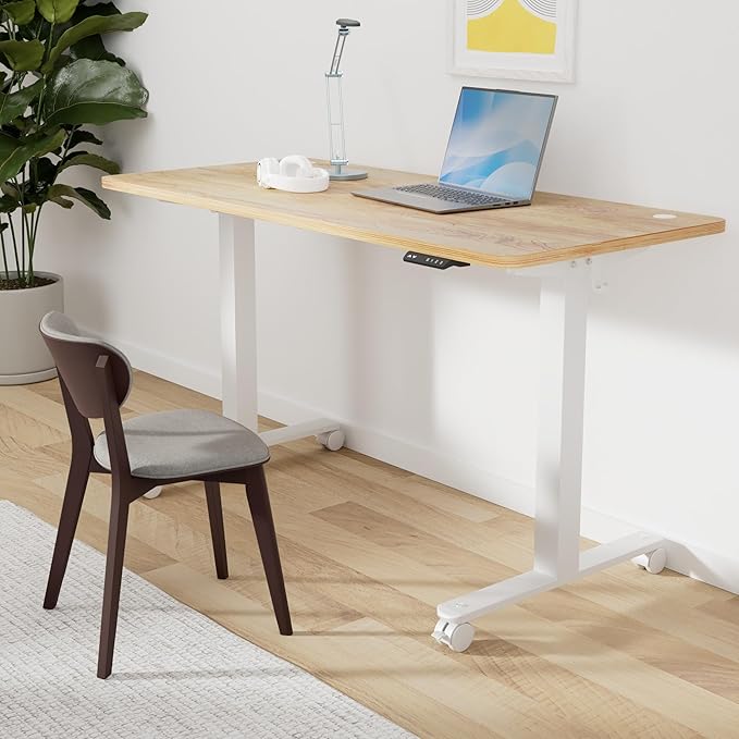 CubiCubi Electric Standing Desk 60 x 24 Inches Height Adjustable Sit Stand Desk Ergonomic Home Office Computer Workstation Light Rustic Brown