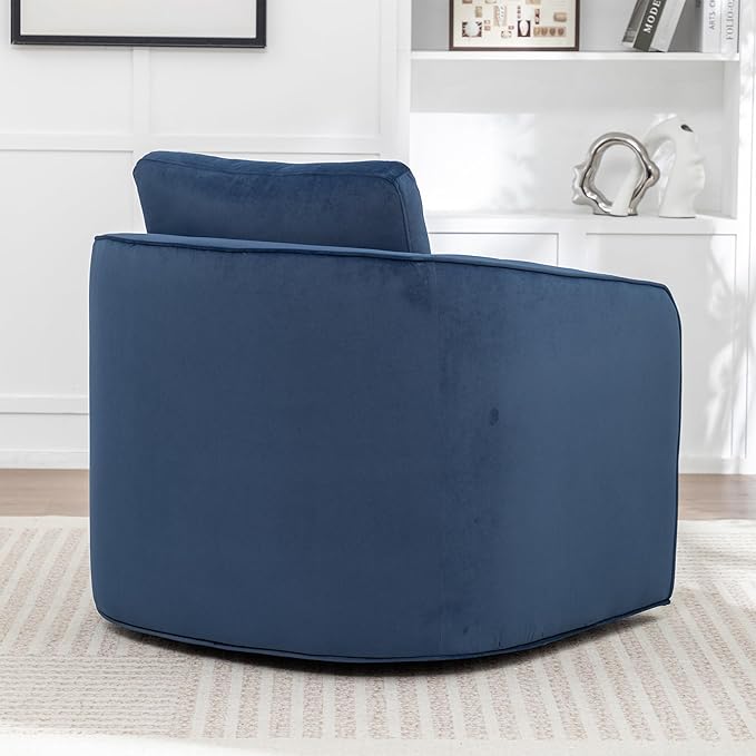 MINCETA Accent Chairs Set of 2 360° Swivel Barrel Chair with High Density Foam Oversized Reading Chair with Performance Fabric Upholstered Armchair for Living Room Bedroom Apartment Navy Blue