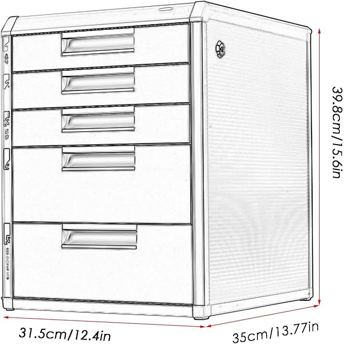 Desktop File CabinetA4 Lockable Aluminum Alloy Storage Organizer BoxOffice Storage Drawer Confidentiality with Lock (5 Drawer)