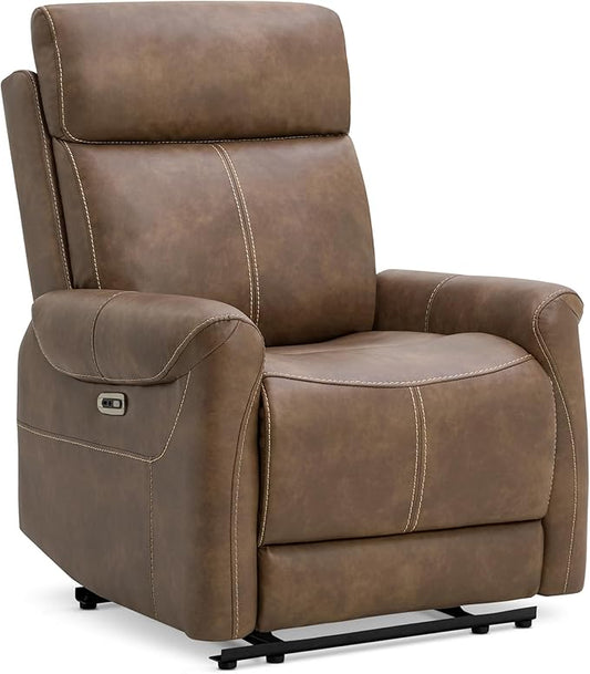 Wall Hugger Recliner Chair for Adults Faux Leather RV Recliner with USB Charging Ports Electric Power Reclining Sofa for Living Room Home Theater Seating Bedroom