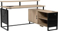 OSP Home Furnishings Ace Contemporary Modern Home Office Desk with Shelf L-Shape with River Oak Finish