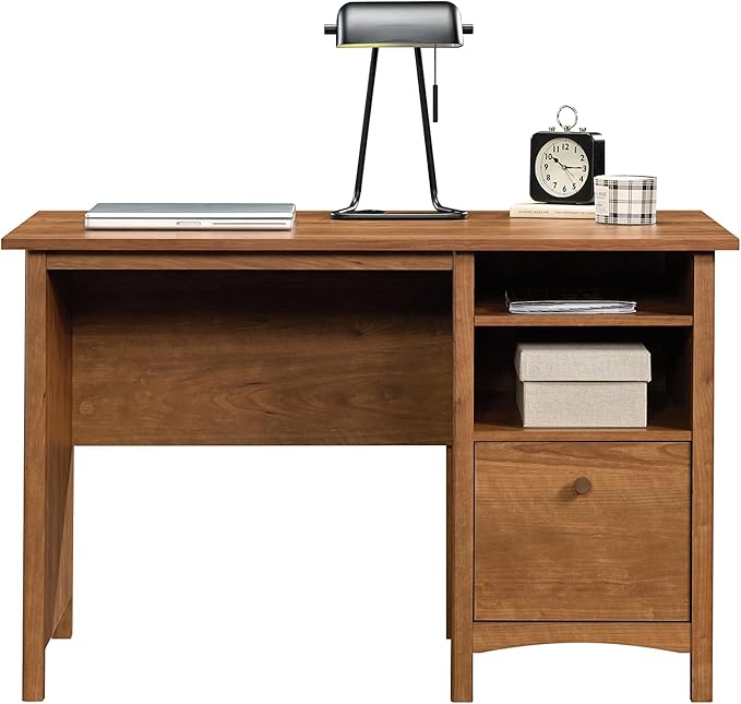 Sauder Union Plain Single Pedestal Desk Prairie Cherry Finish