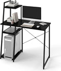 Tangkula Computer Desk with Shelves Space Saving Home Office Desk with 3-Tier Ladder Shaped Storage Bookshelf Modern Writing Study Desk with Metal Frame Compact Computer Workstation (Black)