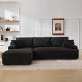 106 Cloud Modular Sectional Sofa with L-Shaped Chaise Comfy Deep Seat Corduroy Couch Modern Oversized Upholstered Couches for Living Room Apartment No Assembly Required Left Facing Chaise Black