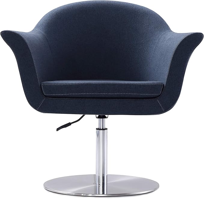 Manhattan Comfort Voyager Adjustable Swivel Accent Chair Set of 2 with 360° Turn Mid-Century Modern Design Woven Upholstery and Removable Cushion Ideal for Living Room or Home Office Smokey Blue