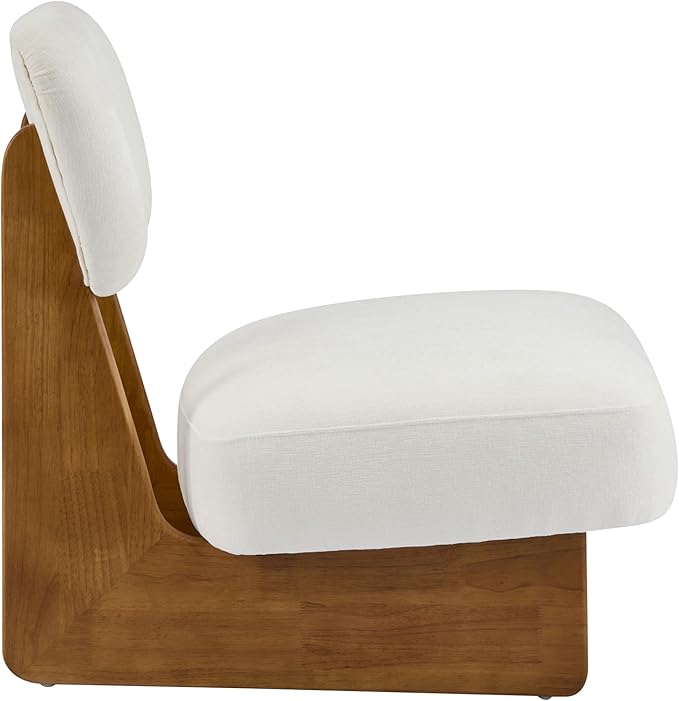GDFStudio Upholstered Armless Accent Chairs Set of 2 Modern Side Chair Minimalist Leisure Chair with Backrest Beige Cusion for Living Room Bedroom Reading Room Natural Slid Wood Base