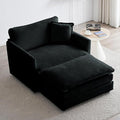 KIVENJAJA 41.4”W Oversized Sofa Chair with Ottoman Modern Chenille Deep Seat Single Couch Armchair Comfy Chaise Lounge Indoor with Pillow for Living Room Bedroom Apartment Black