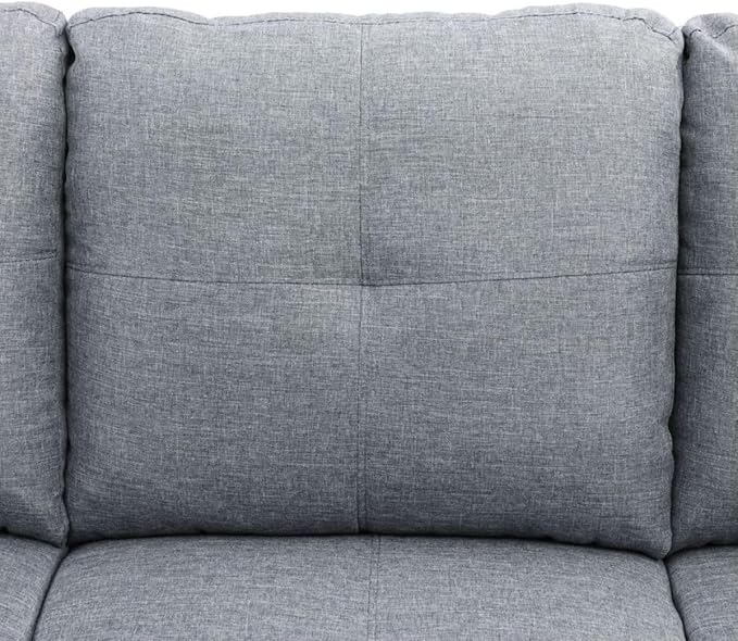Grey-1 L-Shaped 3-Piece Linen Sofa with Storage Ottoman Set Sectional Couch Sofa Set for Living Room Office Small Space