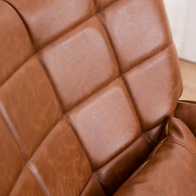 Bonded Leather Armchair Modern Accent Chair High Back Living Room Chairs with Metal Legs and Soft Padded Sofa Chairs for Home OfficeBedroomDining Room (Brown 1pc) ZO255