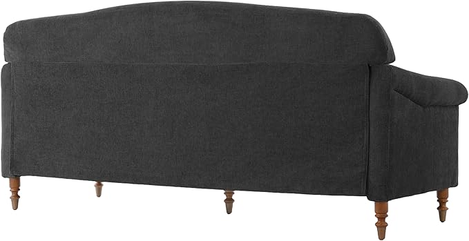 Christopher Knight Home Sola 77.5'' Modern Chenille Upholstered Loveseat Sofa with Rolled Armrest and Rubberwood Frame 2-Seater Home Sofa Living Room Comfy Couch for Hotel/Apartment Dark Grey